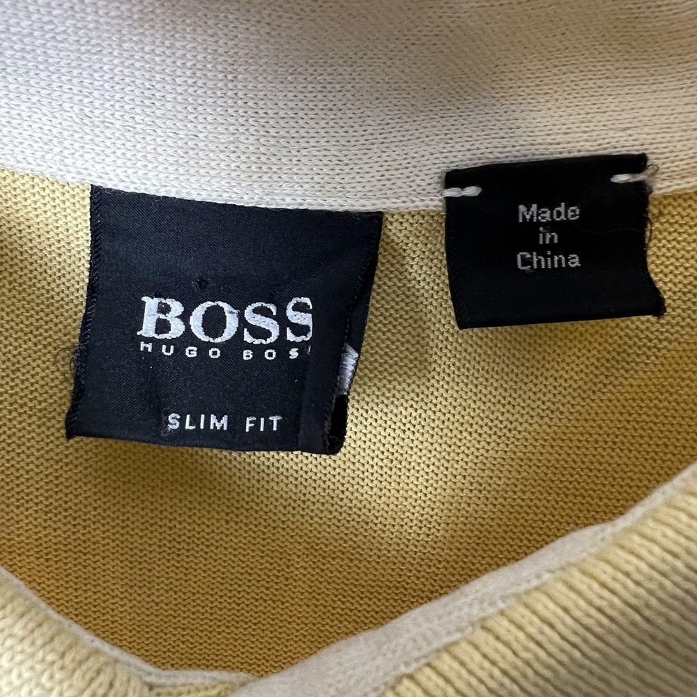 Hugo Boss Polo Shirt Mens 2XL Yellow Slim Fit Short Sleeve Classic Casual Boss - Picture 4 of 5
